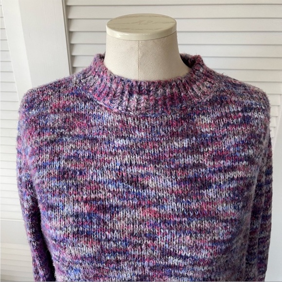 LOFT Purple Pink Space Dye Mock Neck Sweater - Picture 3 of 7